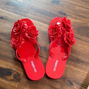 Mini Melissa Children’s Red Floral Jelly Sandals